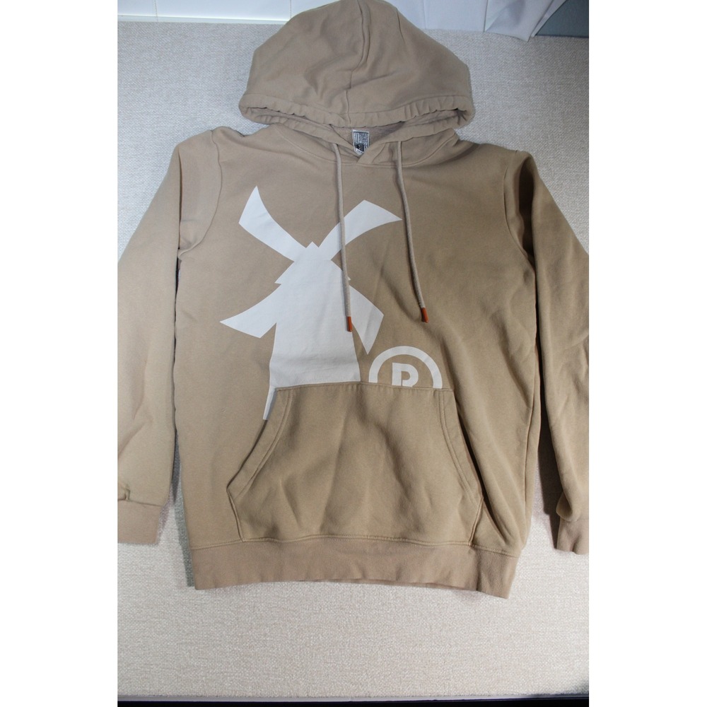 Dutch Bros Coffee Windmill Logo Graphic Hoodie Tan Khaki Small MC0083